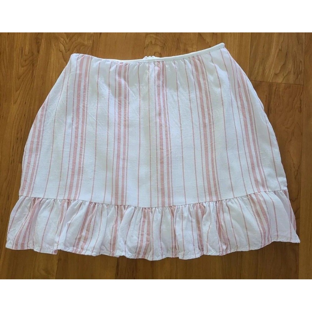 Emory Park Women's Jrs. S Mini Skirt White Stripe Ruffle Hem